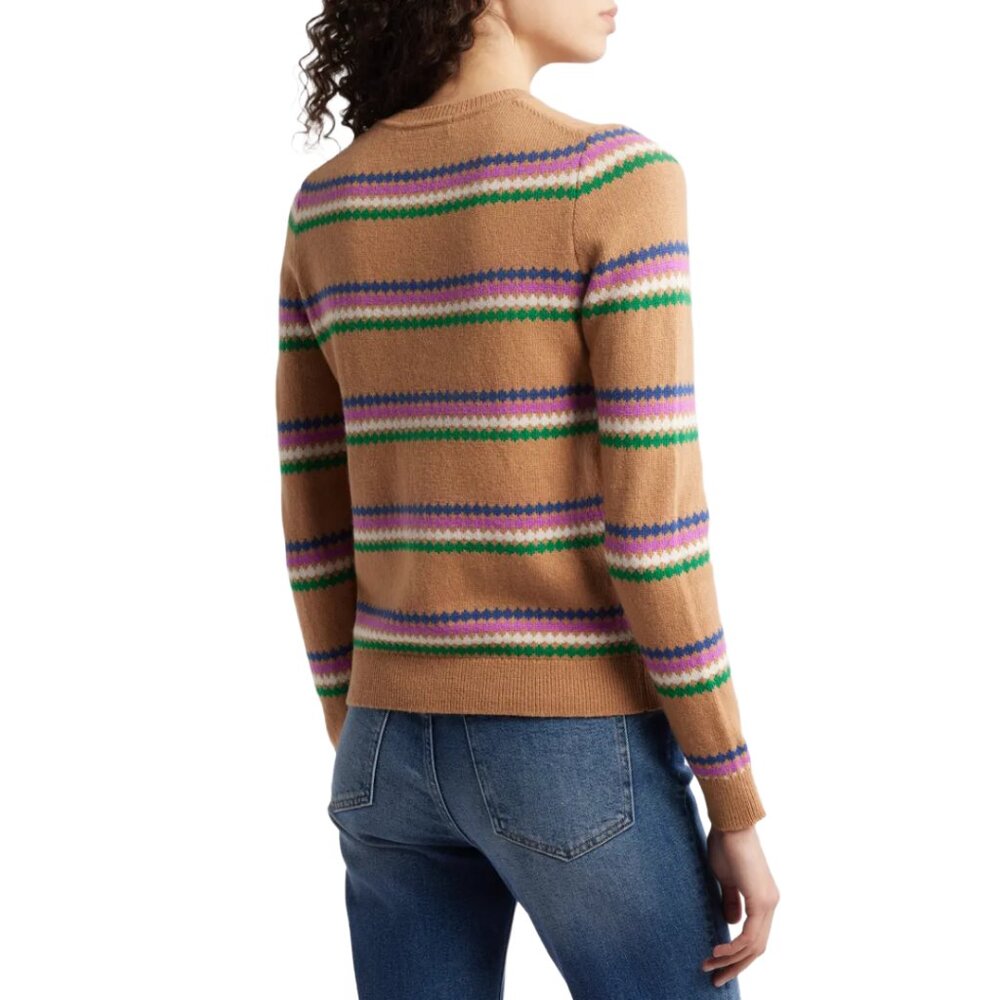 Boden Edie Fair Isle Sweater — Camel Brown Wool Crewneck Jumper XL NWT - Picture 4 of 8